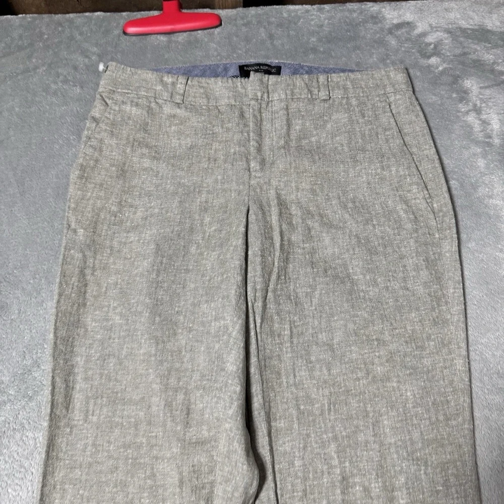 Banana Republic Avery Linen Blend Dress Pant Womens‎ Size 4 Green Crop Career